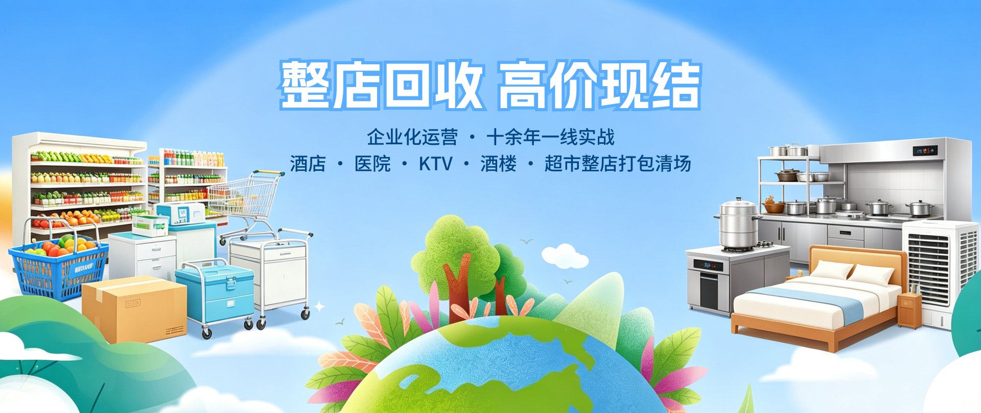 天帚回收：酒店、超市、医院、KTV、酒楼整店物资打包回收